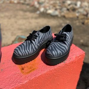 ASOS menace chunky zebra print shoes; creepers